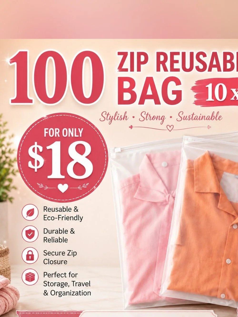 Zip Bags Reusable 10x 13 (Pick Quanity